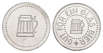 Германия жетон в 1 "стакан пива" ND диаметр 24 мм, вес 1,1 гр алюминий UNC 4638-844