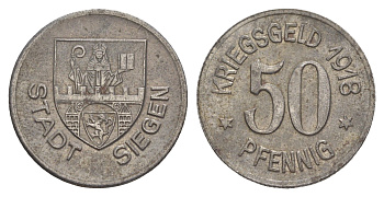 Зиген 50 пфеннигов 1918 Funck 497.5, Men18 29332.6 железо 4637-1237
