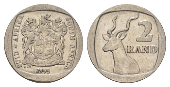 ЮАР 2 ранда 1995 KM 139 медь плакированная никелем 4626-1153