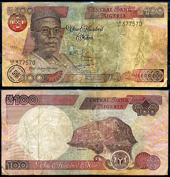 Нигерия 100 найра 1999 Обафеми Аволово, гора Зума Pick 28 b бумага 8592-26-1-2