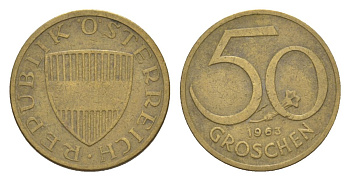 Австрия 50 грошей 1963 KM 2885 алюминиевая бронза 4632-651