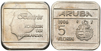 Аруба 5 флоринов 1996 Беатрикс (1980-2013) KM 12 стал плакированная никелем 4619-437