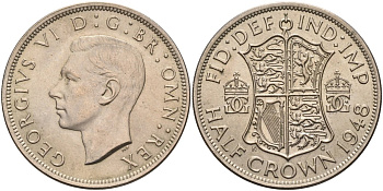 Великобритания 1/2 кроны 1948 Георг VI (1936-1952) KM 866, Spink 4101 медно-никель аUNC 4565-333