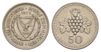 Кипр 50 милей 1973 виноградная гроздь KM 41 медно-никель 4650-721