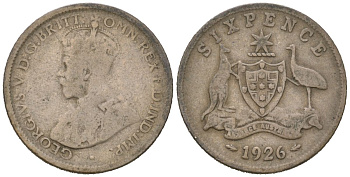 Австралия 6 пенсов 1926 Георг V (1910-1936) KM 25 серебро 71-366