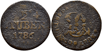 Юлих-Берг 1/2 штюбера 1786 PR KM 206 медь 560-1647