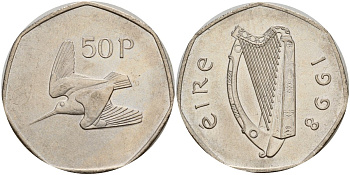 Ирландия 50 пенсов 1998 Вальдшнеп KM 24 медно-никель 4140-414