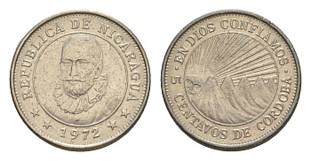 Никарагуа 5 сентаво 1972 KM 24.2a сталь плакированная никелем 4640-962