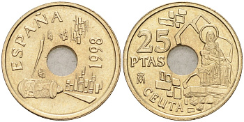 Испания 25 песет 1998 Сеута (Ceuta), Хуан Карлос I (1975-2014) KM 990 медь цинк никель 4582-642