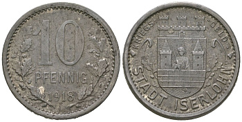 Изерлон (Пруссия, Вестфалия) 10 пфеннингов 1918 Funck 228.8, Men05 12307.15, Men18 15462.15 железо 4586-1033