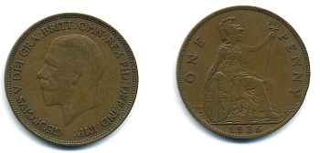 Великобритания 1 пенни 1936 Георг V (1910-1936) KM 838, Spink 4055 бронза 4110-245