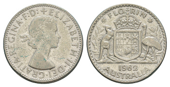 Австралия 1 флорин = 2 шиллинга 1962 KM 60 серебро 4631-1143