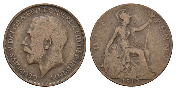 Великобритания 1 пенни 1912 Георг V (1910-1936) KM 810, Spink 4051 бронза 4680-822