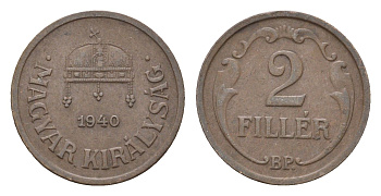Венгрия 2 филлера 1940 BP KM 506 бронза 4664-854
