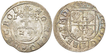 ПОЛЬША (ЛИТВА) 3 ПОЛКЕРА = 3 ПОЛТОРАКА = 1 КРЕЙЦЕР 1616 СИГИЗМУНД III ВАЗА (1587-1632) KM 41 серебро 3896-1514