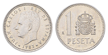 Испания 1 песета 1983 M, Хуан Карлос I (1975-2014) KM 821 алюминий 187-1122