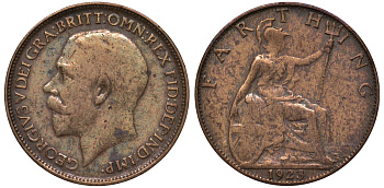 Великобритания 1 фартинг 1923 Георг V (1910-1936) KM 808.2, Spink 4060 бронзанза 4122-455