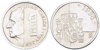 ИСПАНИЯ 1 ПЕСЕТА 1996 ХУАН КАРЛОС I (1975-) KM 832 алюминий 3309-137