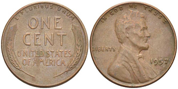 США 1 ЦЕНТ 1957 ЛИНКОЛЬН KM А132 медь цинк 218-712