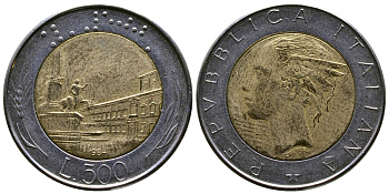 ИТАЛИЯ 500 ЛИР 1984 R KM 111 биметалл 4385-1047