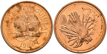 Папуа-Новая Гвинея 2 тойя 1984 Елизавета II (1953-) KM 2 бронза 4187-1223