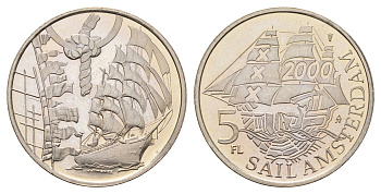 Нидерланды муниципальный жетон - 5 флоринов 2000 Новое тысячелетие - Dar Mlodziezy никель UNC 4672-1246