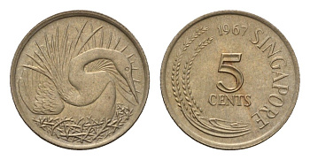 Сингапур 5 центов 1967 KM 2 медно-никель BU 4679-727