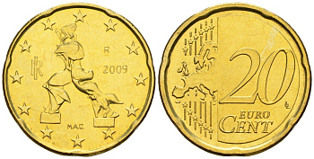 Италия 20 евроцентов 2009 KM 214 нордик UNC 4148-632