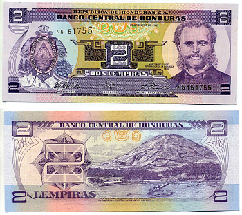 Гондурас 2 ЛЕМПИРЫ 2003 23 января 2003 Pick 80Ad бумага UNC (пресс) 2196-25-1-2