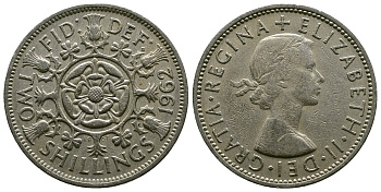 Великобритания 2 шиллинга (флорин) 1962 Елизавета II (1952-2022) KM 906, Spink 4146 медно-никель 4382-334