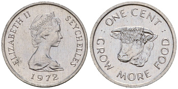Сейшельские Острова 1 цент 1972 ФАО - Выращивайте больше еды, Елизавета II (1953-1975) KM 17 алюминий aUNC 4115-942