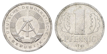 ГДР 1 пфенниг 1981 A KM 8.2 алюминий aUNC 4627-936