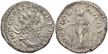 Римская Империя (императоры в Галлии) антониниан 260 - 269 Постум. IMP C POSTVMVS P F AVG / PROVIDENTIA AVG, Провиденция, держащая скипетр и сферу, Колония Агриппины, Very fine RIC 323 биллон 1073-13-34