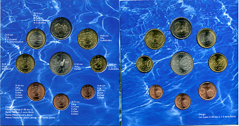 Финляндия евронабор из 8 монет + жетон 2004 расширение Евросоюза, карта, официальный набор в оригинальном буклете KM MS 69   UNC  5-6-1-04