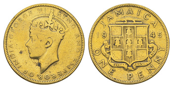 Ямайка 1 пенни 1945 KM 32 никель латунь 4628-532
