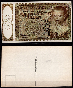Нидерланды 25 гульденов ND открытка тип Pick 60 картон 8708-7