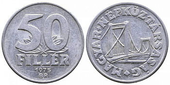 Венгрия 50 филлеров 1976 BP мост Елизаветы в Будапеште KM 574 алюминий 4681-416