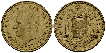 Испания 1 песета 1975 Хуан Карлос I (1975-2014) KM 806 алюминиевая бронза 4176-335