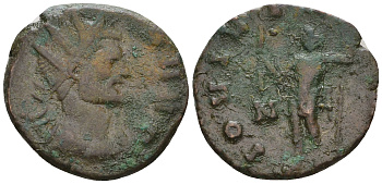 Римская Империя антониниан 270 Клавдий II Готский, IMP CLAVDIVS AVG, бюст императора / IOVI VICTORI, Юпитер, Рим RIC 54 биллон 1073-25-22