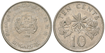 Сингапур 10 центов 1986 KM 51 медно-никель 3458-1253
