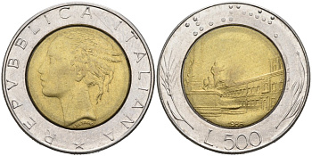 Италия 500 лир 1988 KM 111 биметалл 92-932