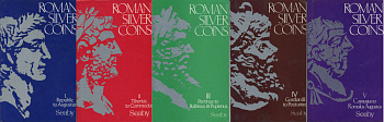 Х. A. СИБИ РИМСКИЕ СЕРЕБРЯНЫЕ МОНЕТЫ. ТОМА 1-5 (ЯЗЫК: АНГЛ.) 1978 H. A. SEABY, ROMAN SILVER COINS, ЧАСТЬ 1: ОТ РЕСПУБЛИКИ ДО АВГУСТА (167 СТРАНИЦ - 3Е ИЗДАНИЕ), ЧАСТЬ 2: ОТ ТИБЕРИЯ ДО КОММОДА (256 СТРАНИЦ - 3Е ИЗДАНИЕ), ЧАСТЬ 3: ОТ ПЕРТИНАКСА ДО БАЛЬБИНА