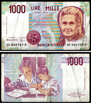 Италия 1000 лир 1990 Pick 114 c бумага 6281-53-1-1