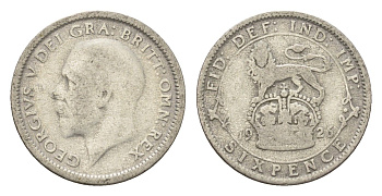 Великобритания 6 пенсов 1926 Георг V (1910-1936) KM 815а.1, Spink 4024 серебро 4644-856