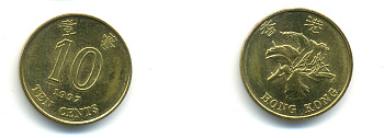 Гонконг 10 центов 1997 KM 66 сталь плакированная латунью 76-1015