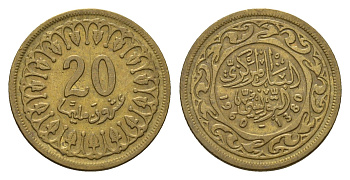 Тунис 20 миллимов 1960 KM 307 латунь 4682-657