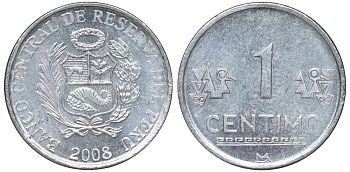 Перу 1 сентимо 2010 LIMA KM 303.4a алюминий aUNC 4189-1039