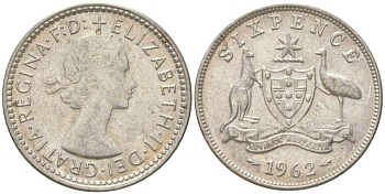 Австралия 6 пенсов 1962 Елизавета II (1952-2022) KM 58 серебро 4623-269