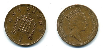 Великобритания 1 пенни 1987 Елизавета II (1952-2022) КМ 935, Spink 4381 (B3) бронза 4110-833