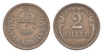 Венгрия 2 филлера 1937 BP KM 506 бронза 4665-454